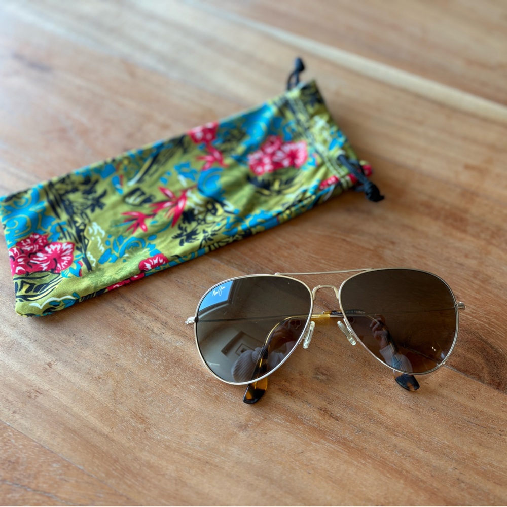 Maui Jim Gold Aviator Sunglasses